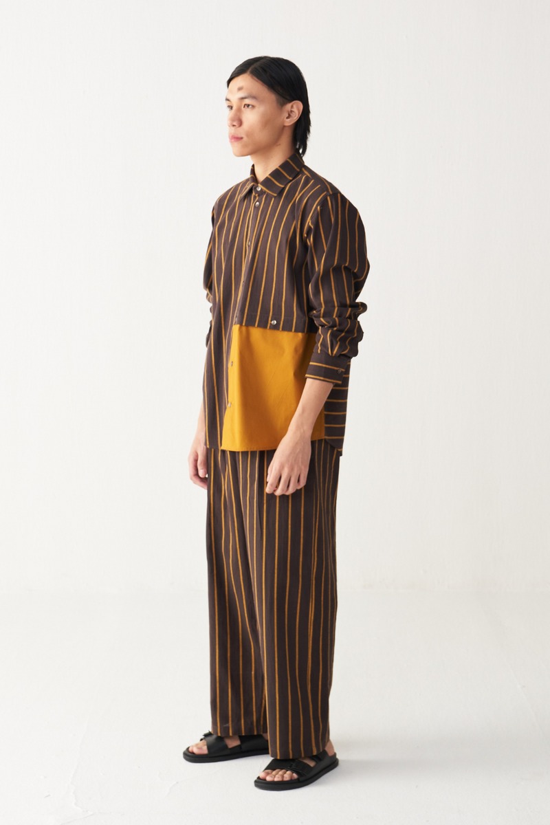 FRONT PLEAT PANT by THREE Men in charcoal color for men in Singapore