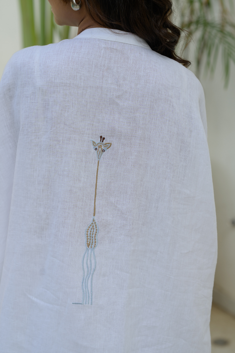 Zanzibar Line Top linen top/shirt by Zanzibar Living in ivory for women in Singapore