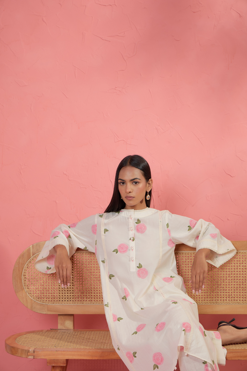 Gul Rose Set 1 cotton cambric light kurta set by AAVIDI in multicolor for women in Singapore