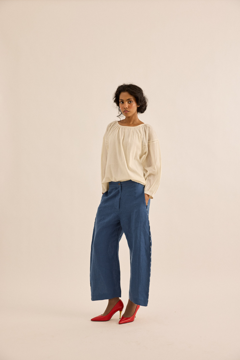Pumice Top mul top/shirt by Khara Kapas in ivory for women in Singapore