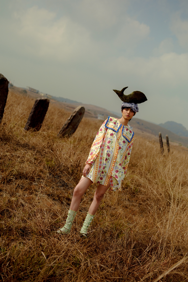Ivy Dress - Folk Bloom satin by CORD for women in Singapore