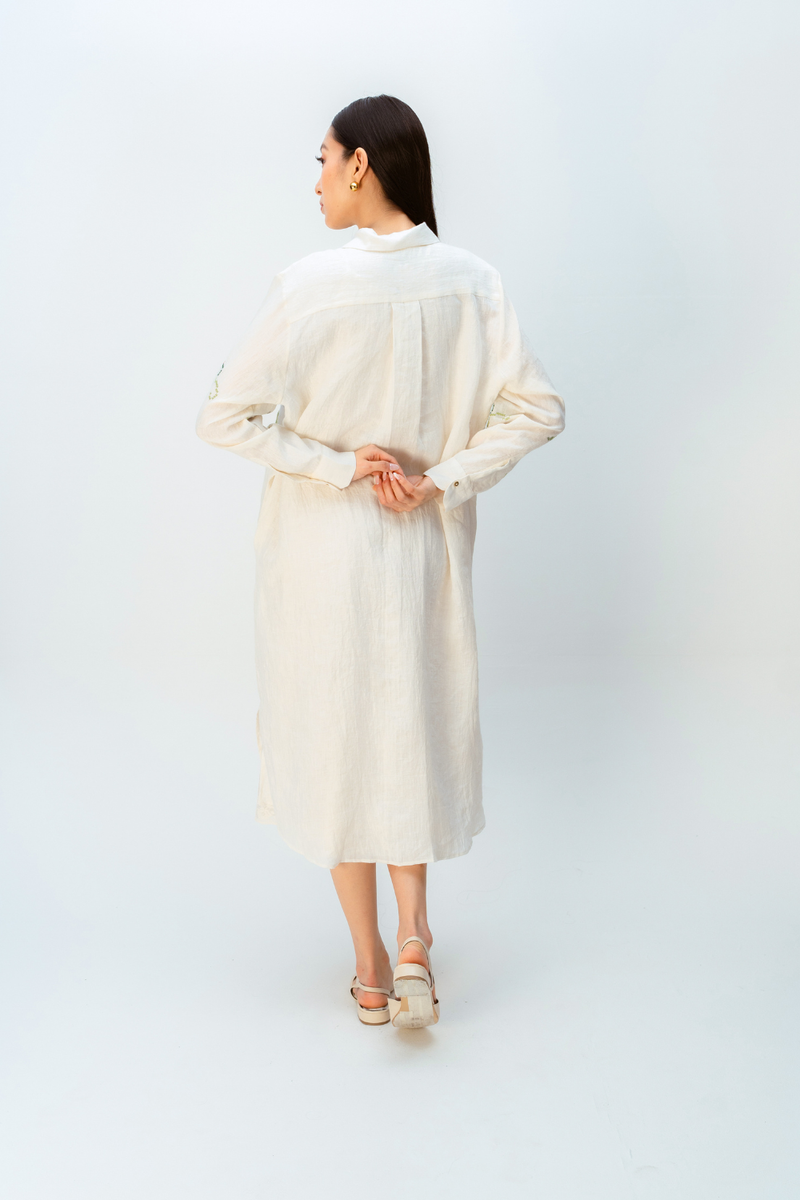 WINDFLOWER DRESS linen dress by Ode to Odd in off white for women in Singapore