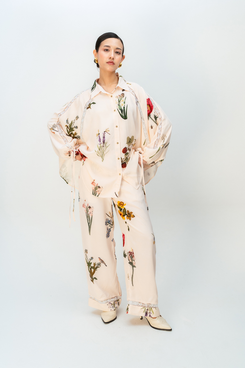 GENTLE GRACE CO-ORD SET crepe co-ord set by Ode to Odd in blush pink for women in Singapore