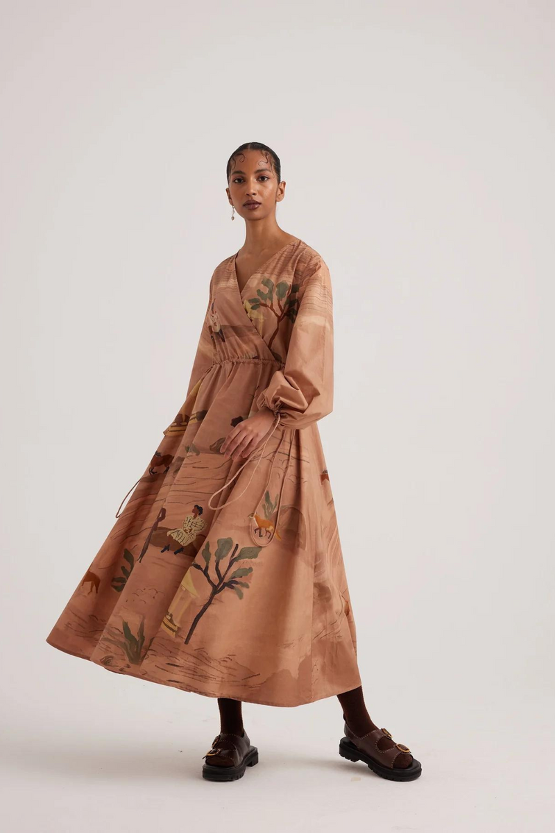 Drawstring Dress-Derby satin by CORD for women in Singapore