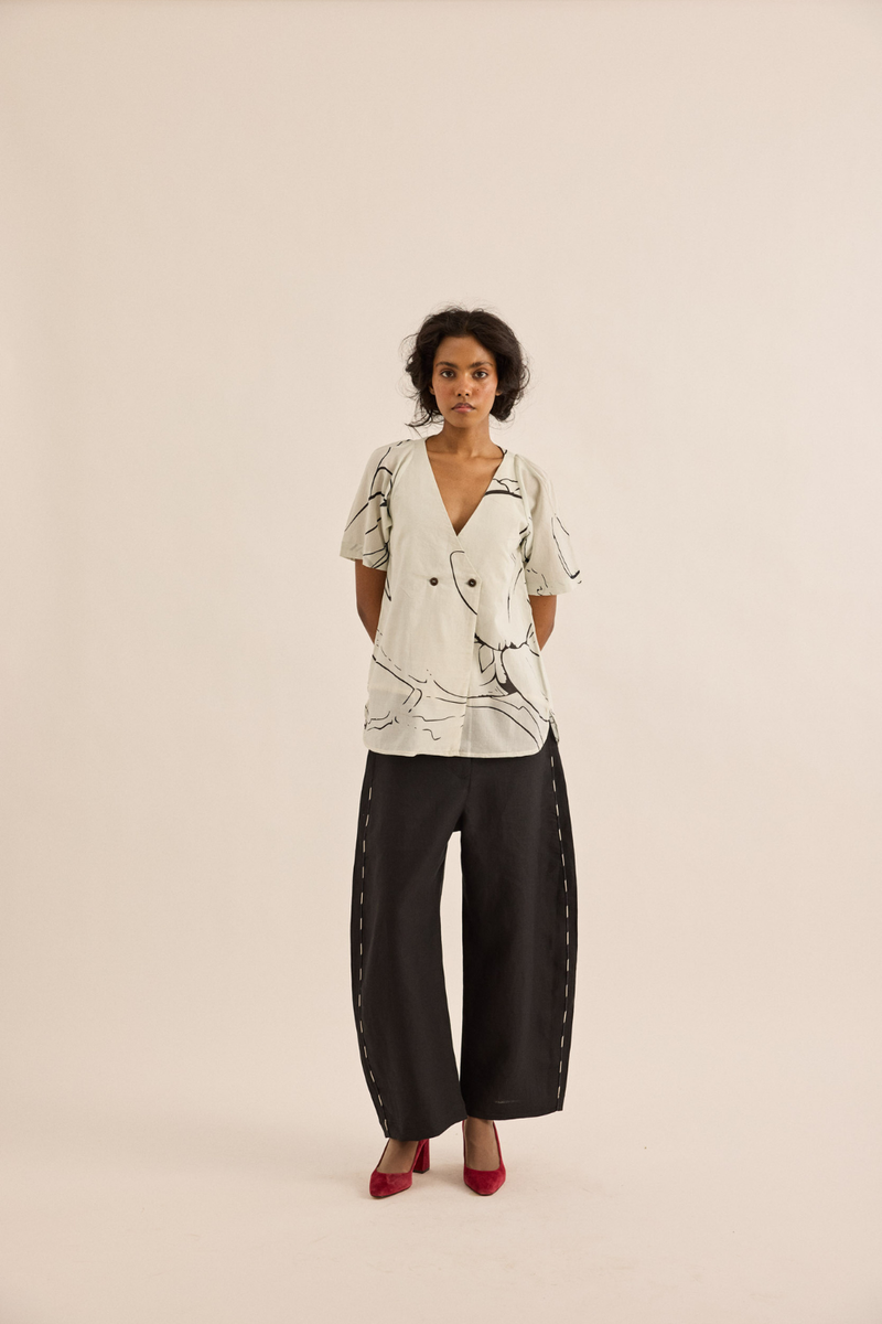 Snowbound Top mul top/shirt by Khara Kapas in ivory for women in Singapore