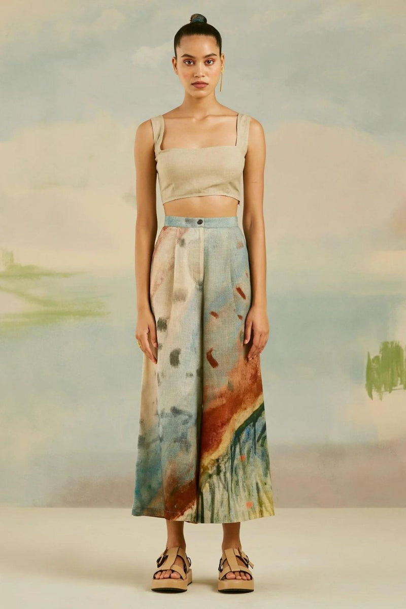 Wide Leg Pants - Valley linen Bottoms by CORD for women in Singapore