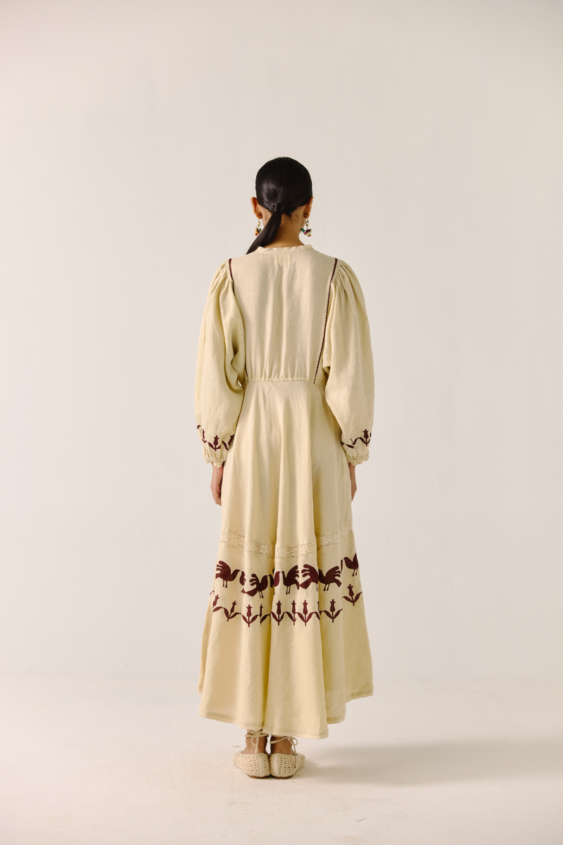 Emma Dress - Ivory linen by CORD in ivory for women in Singapore