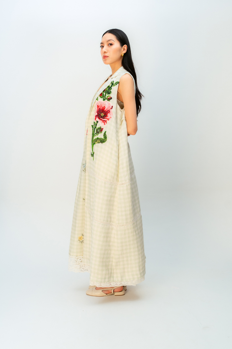 Summer Shimmer Trench linen jacket/overlay by Ode to Odd in green for women in Singapore