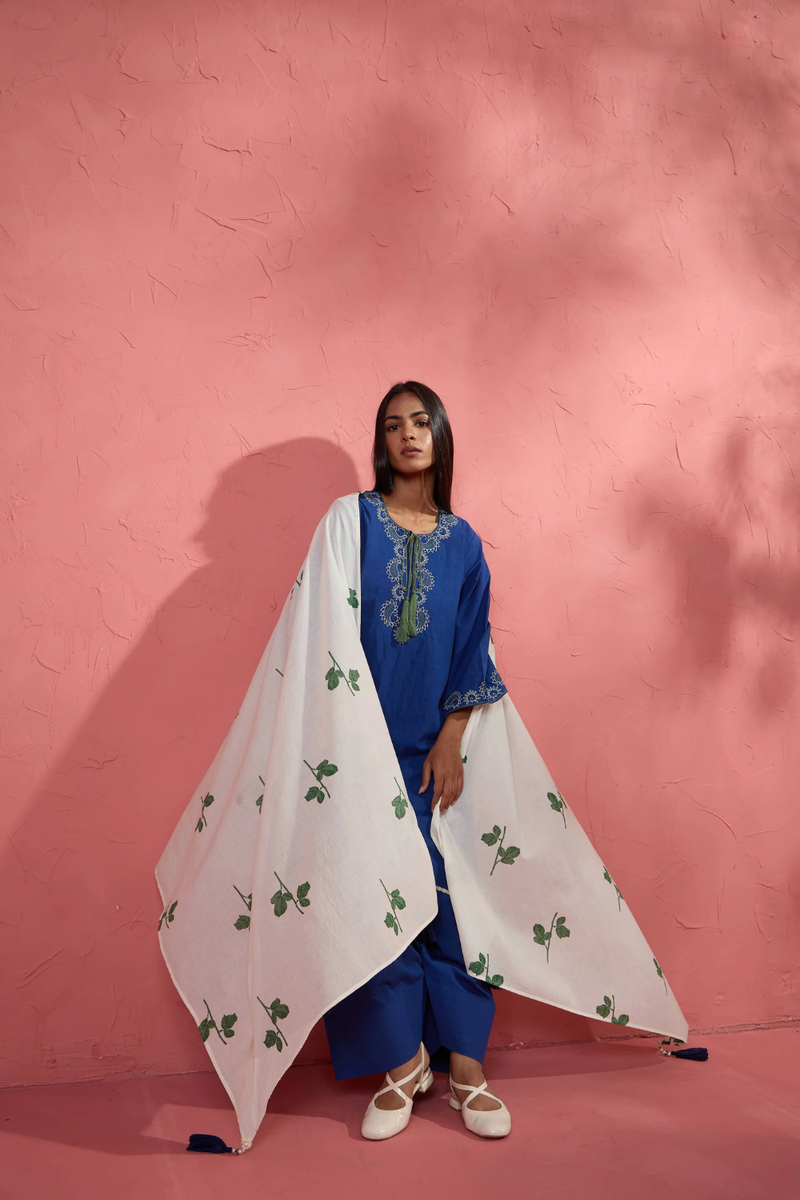 Leaf Dupatta cotton cambric dupatta by AAVIDI for women in Singapore