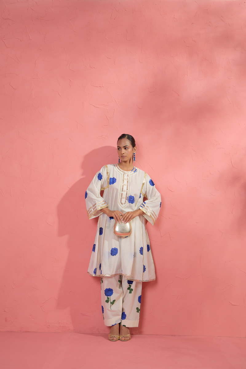 Fi Rose Gota Set cotton cambric light kurta set by AAVIDI in multicolor for women in Singapore