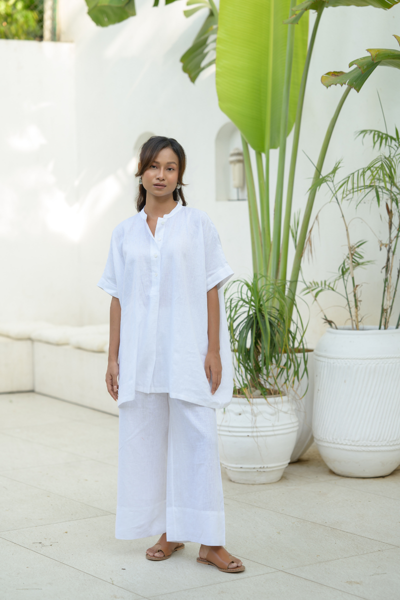Clear Skies Linen Pants linen pant/trouser by Zanzibar Living in ivory for women in Singapore