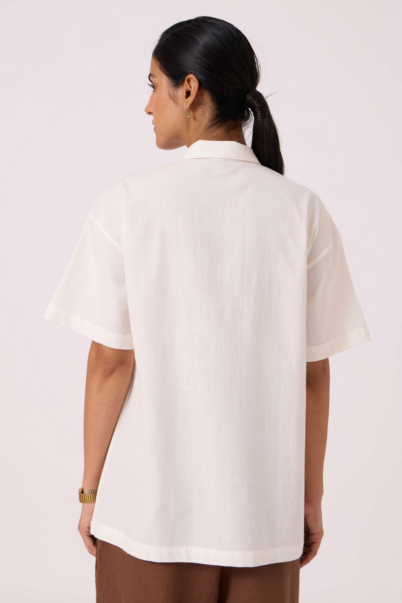 Alyosha Handwoven Embroidered Shirt cotton by The Summer House in white color for women in Singapore