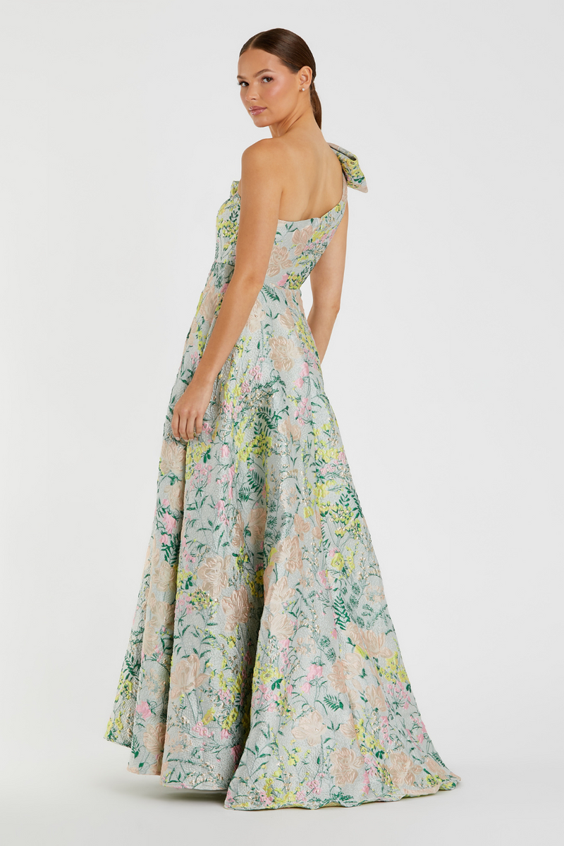11919-Brocade Floral Dress-Pastel Multi mul by Mac Duggal in multi color for women in Singapore
