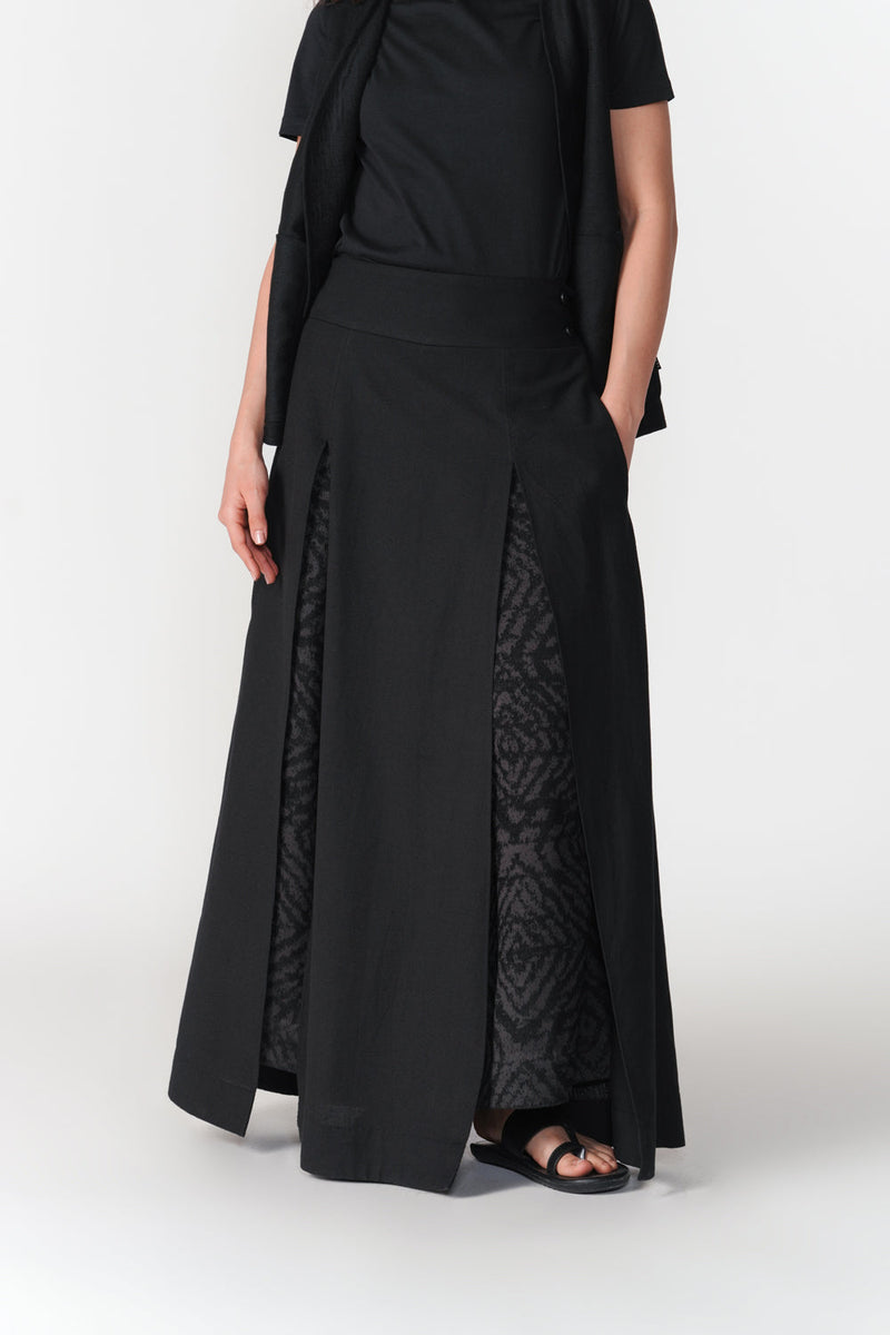 Chenille Layered Skirt Pants pant/trouser by Turn Black in black for women in Singapore