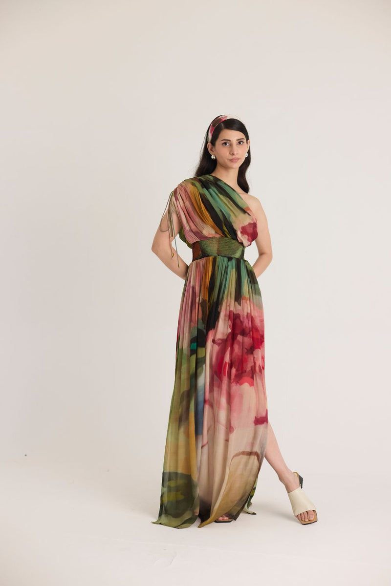 TILLY ONE SHOULDER DRESS mul by Yam in multi color for women in Singapore