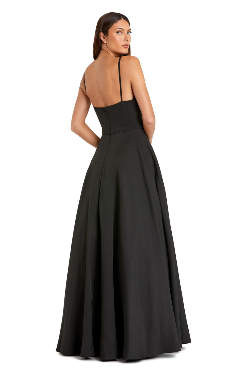 48855-V-Neck Ballgown-Black by Mac Duggal in black color for women in Singapore