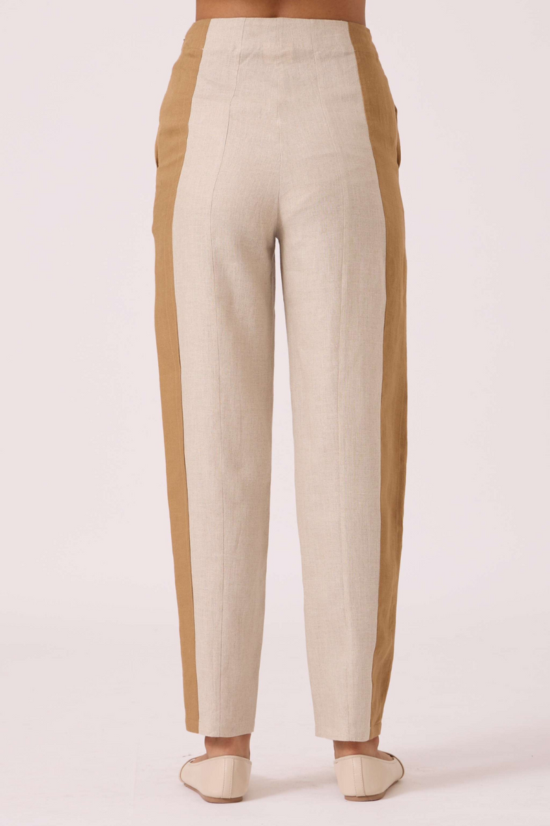 Tamara Linen Panelled Pants linen by The Summer House in blue color for women in Singapore