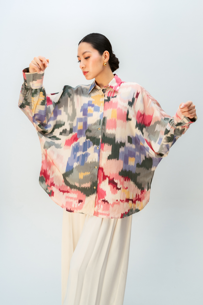 PEACH HAZE SHIRT silk top/shirt by Ode to Odd in multi for women in Singapore