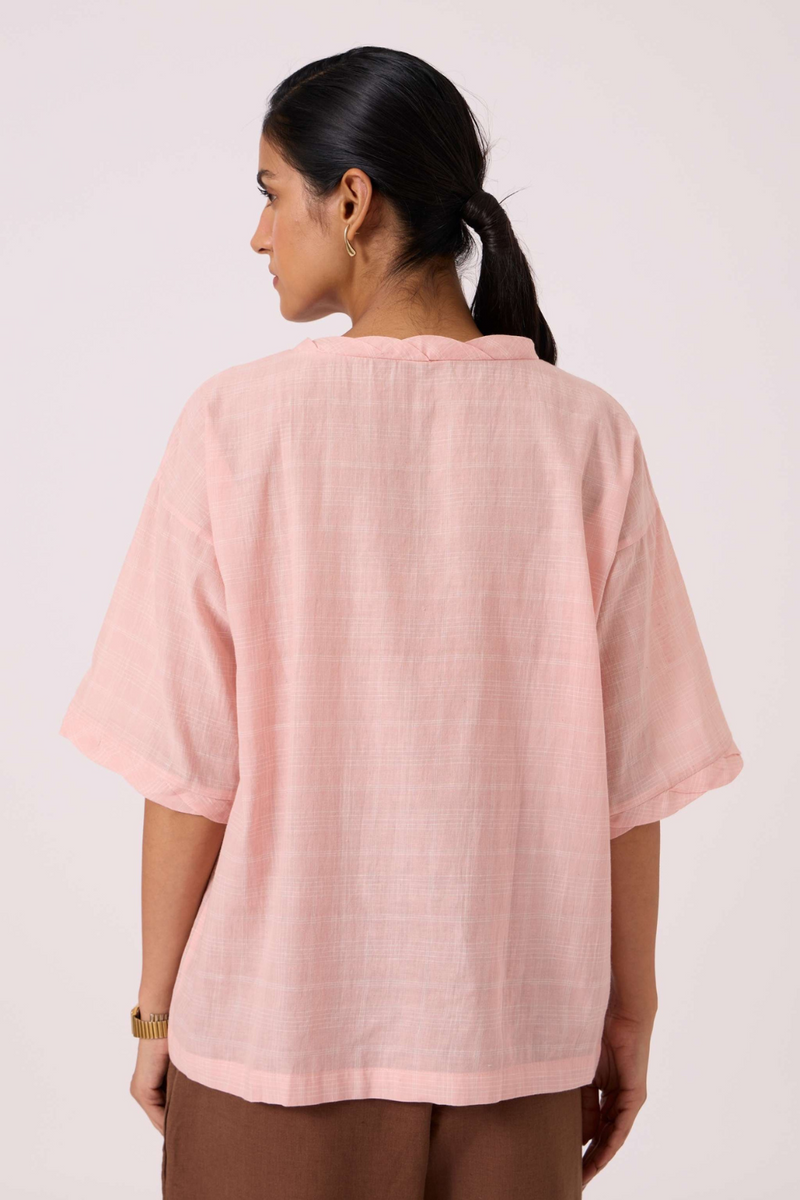 Laurie Pink Handwoven Top cotton by The Summer House in blue color for women in Singapore