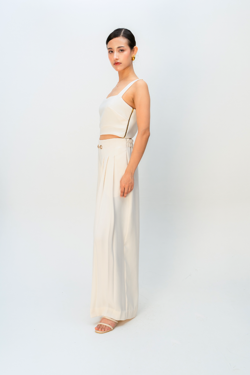 DAYLIGHT EASE TROUSER crepe pant/trouser by Ode to Odd in off white for women in Singapore