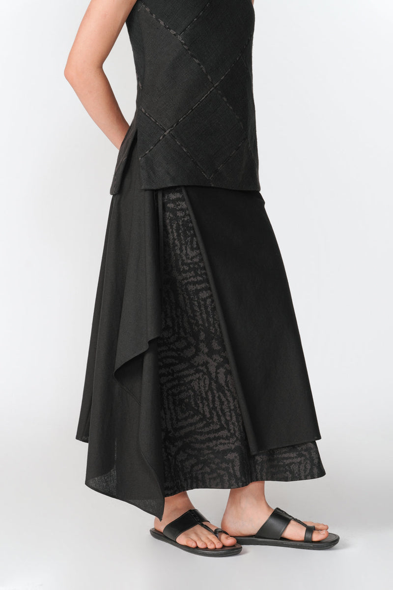 Midi Layered Bias Skirt skirt by Turn Black in black for women in Singapore