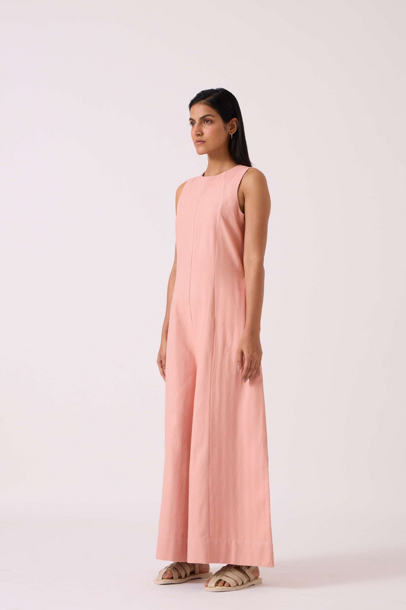 Vronsky Pink Handwoven Jumpsuit cotton by The Summer House in blue color for women in Singapore