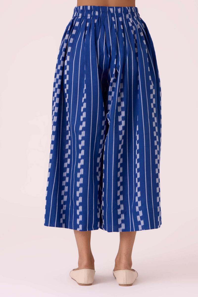 Douglas Blue Striped Ikat Pants cotton by The Summer House in blue color for women in Singapore