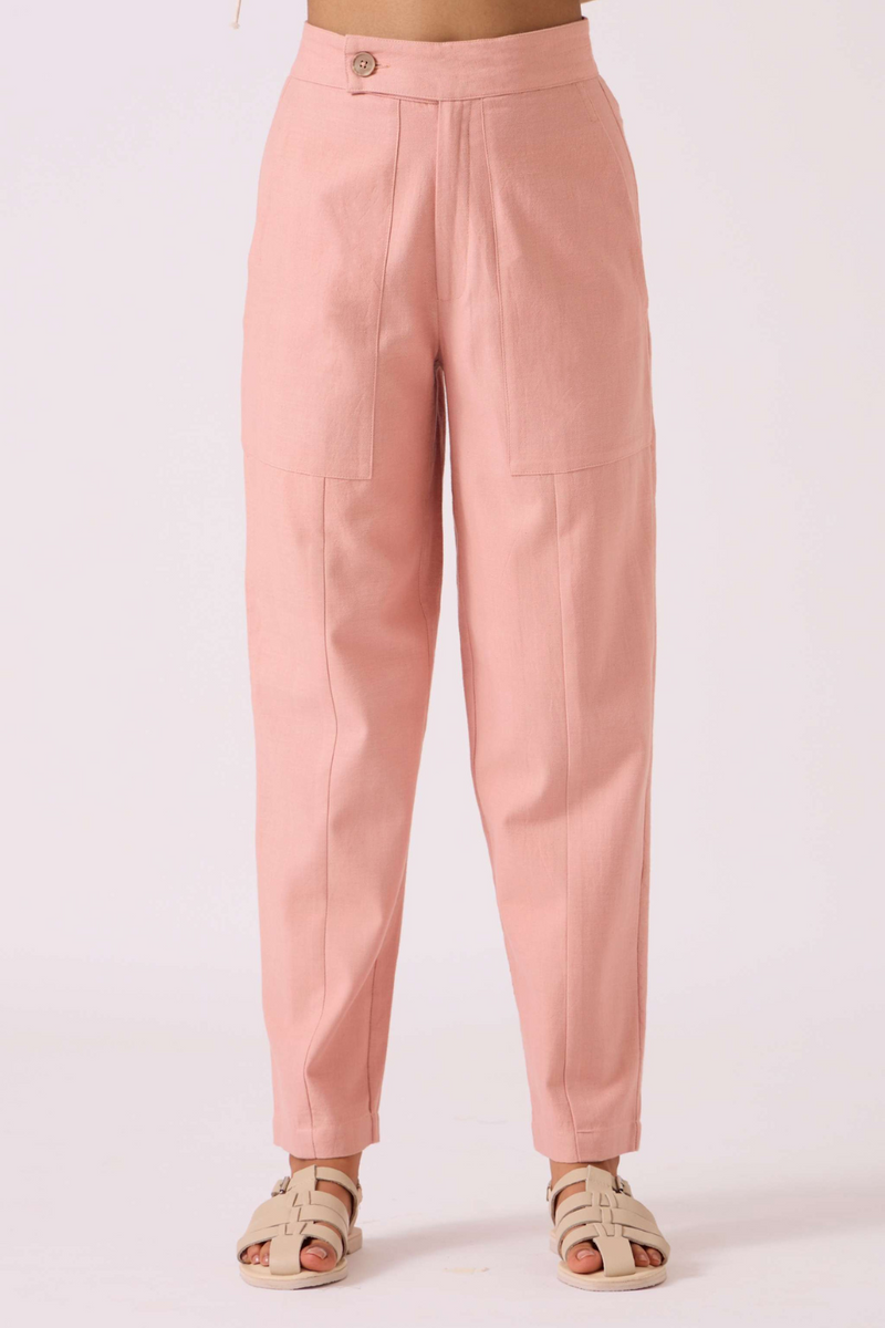 Victory Pink Handwoven Pants cotton by The Summer House in pink color for women in Singapore