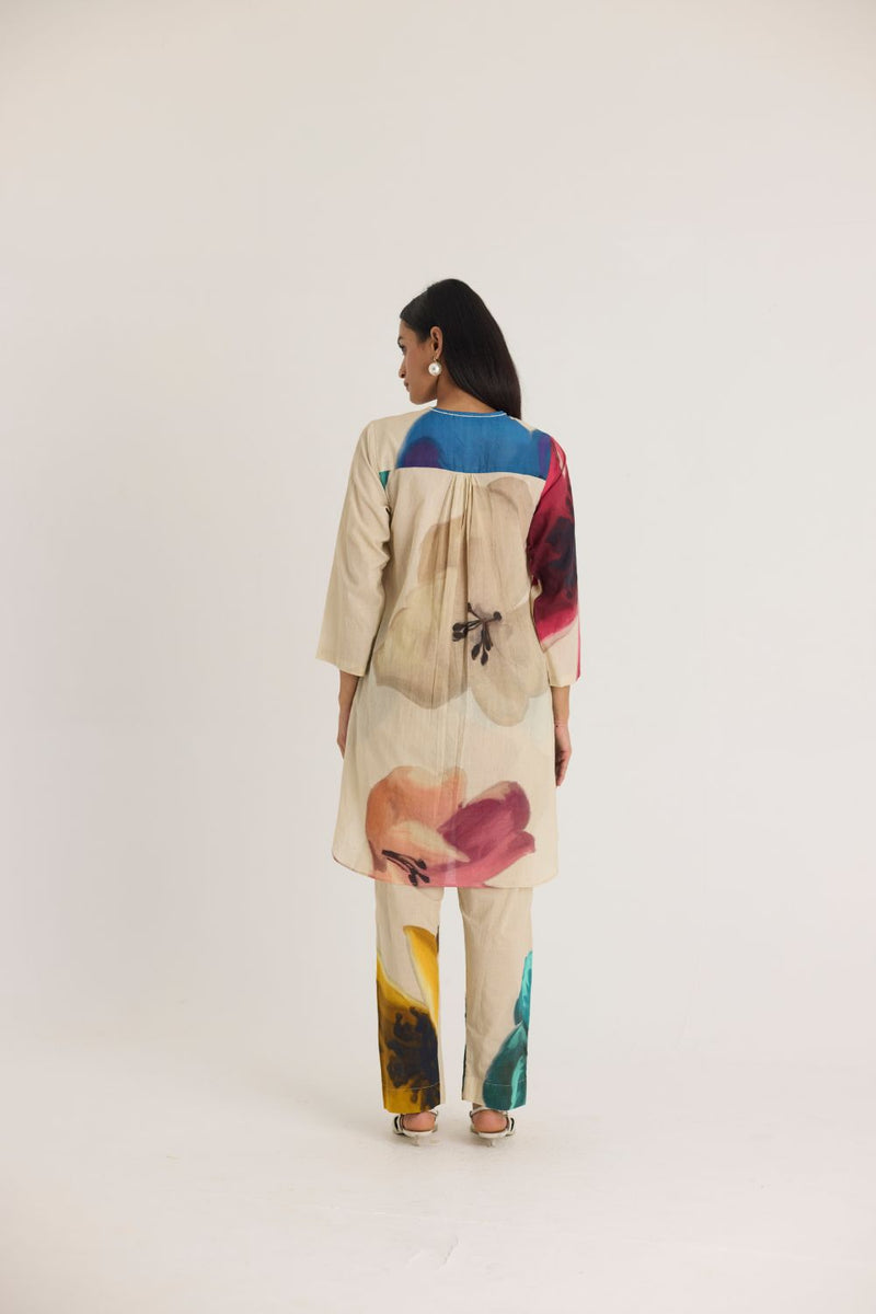 LILA SHORT KURTA SET cotton by Yam in white color for women in Singapore