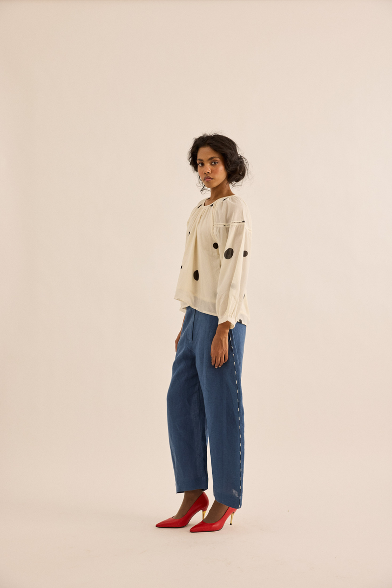Snowdot Top mul top/shirt by Khara Kapas in ivory for women in Singapore