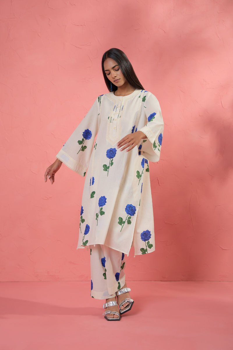 Fi Rose Set 1 cotton cambric light kurta set by AAVIDI in multicolor for women in Singapore