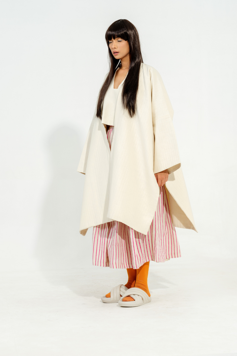 Shitake Jacket cotton matty jackets and overlays by Stoique in natural, pink for women in Singapore