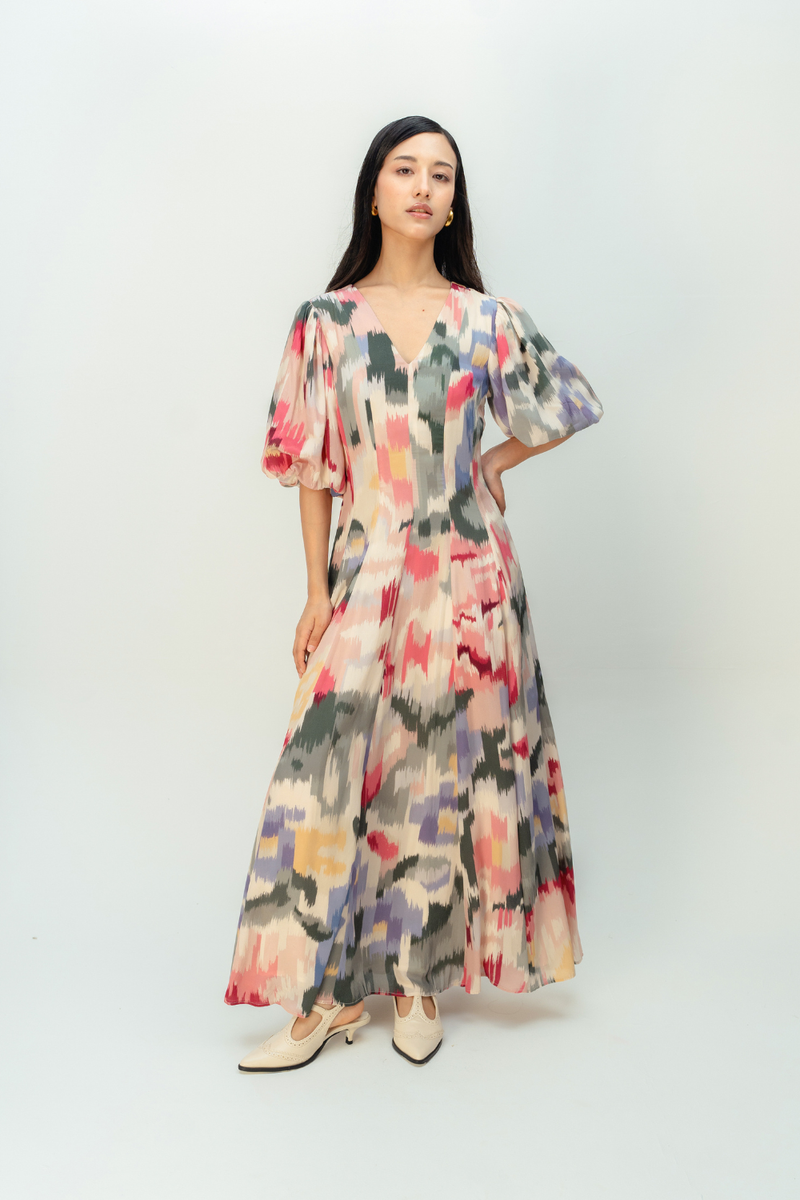 SUNWOVEN TALE DRESS crepe dress by Ode to Odd in multi for women in Singapore