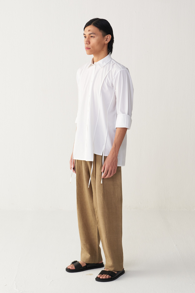 MULTI PANEL SHIRT poplin by THREE Men in white color for men in Singapore