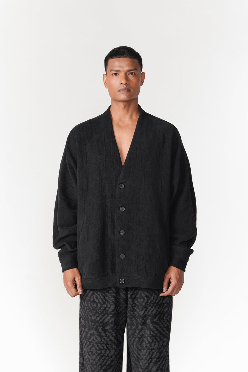 Oru Cardigan jacket/overlay by Turn Black in black for women in Singapore