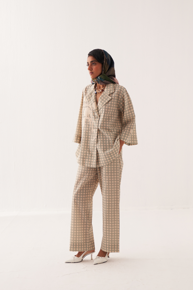 Cuboid Appliqe Jacket Shirt