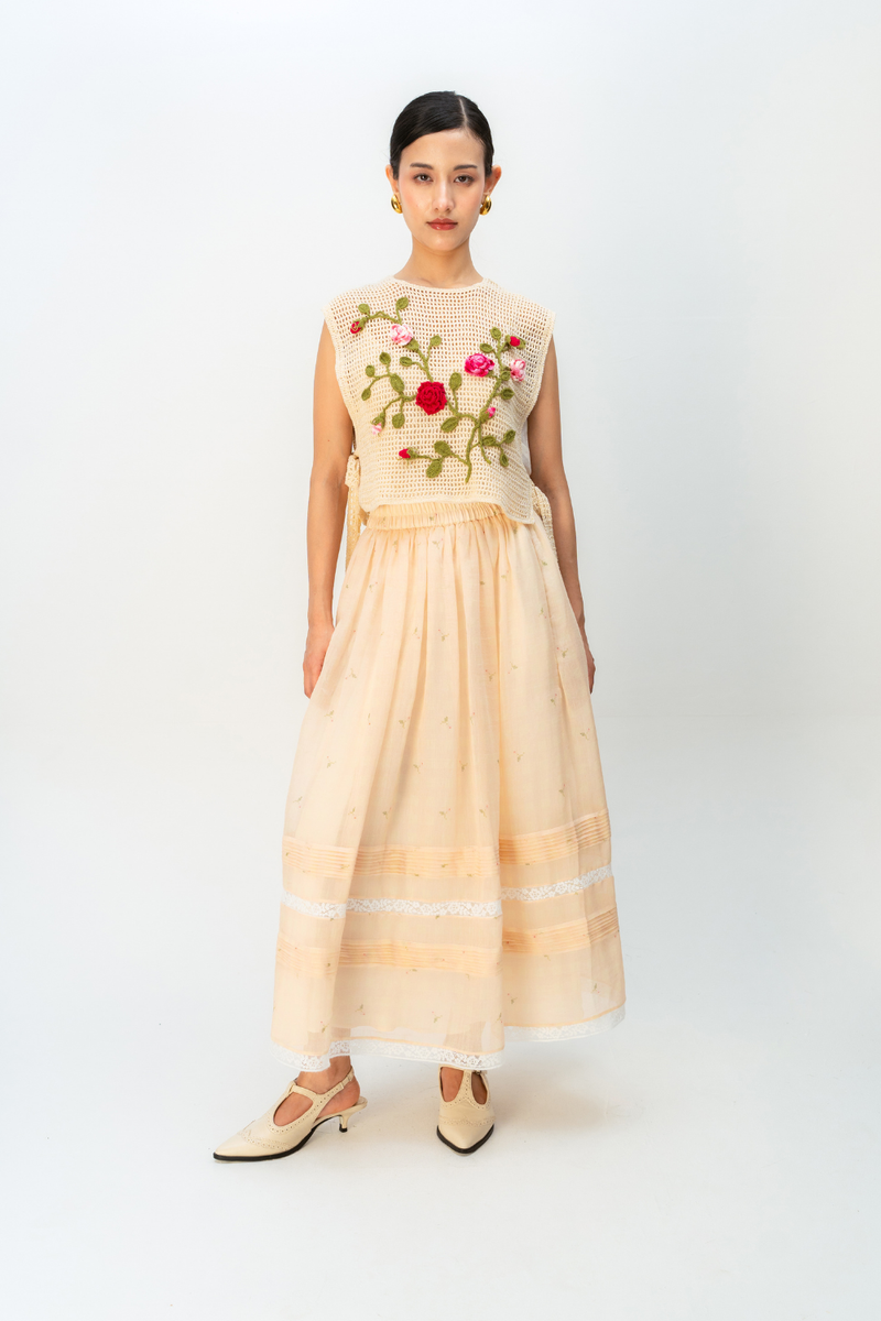 ROSY PAUSE BIB cotton jacket/overlay by Ode to Odd in off white for women in Singapore