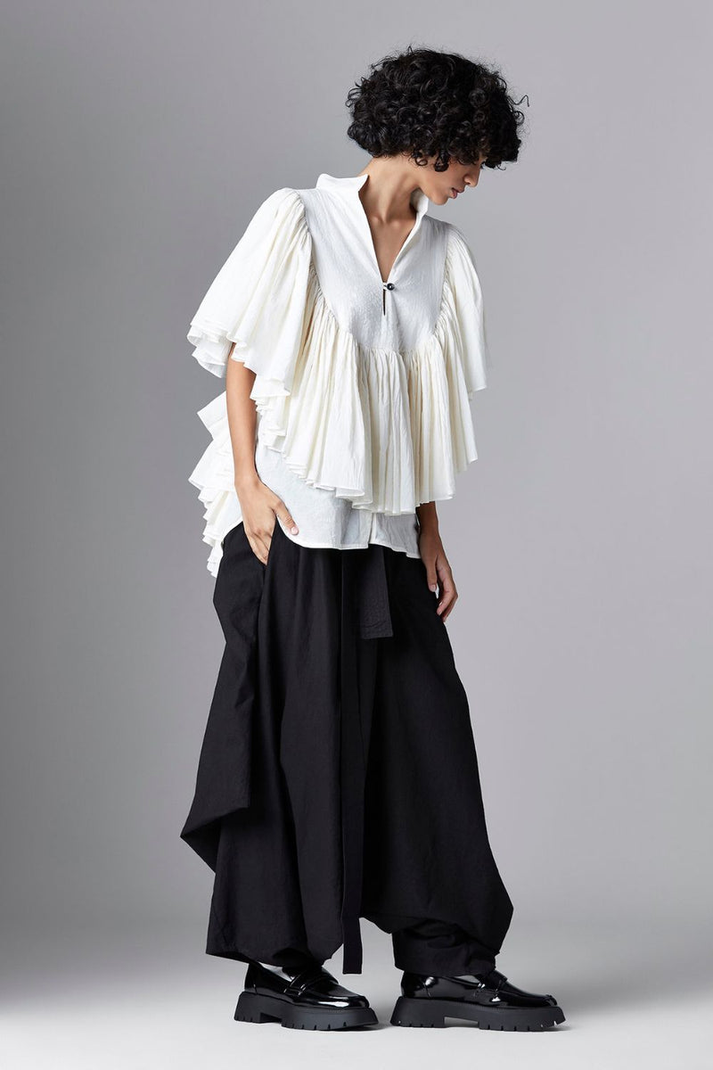 CRESCENT SHIRT cotton Tops and Shirts by Chola in white color for women in Singapore