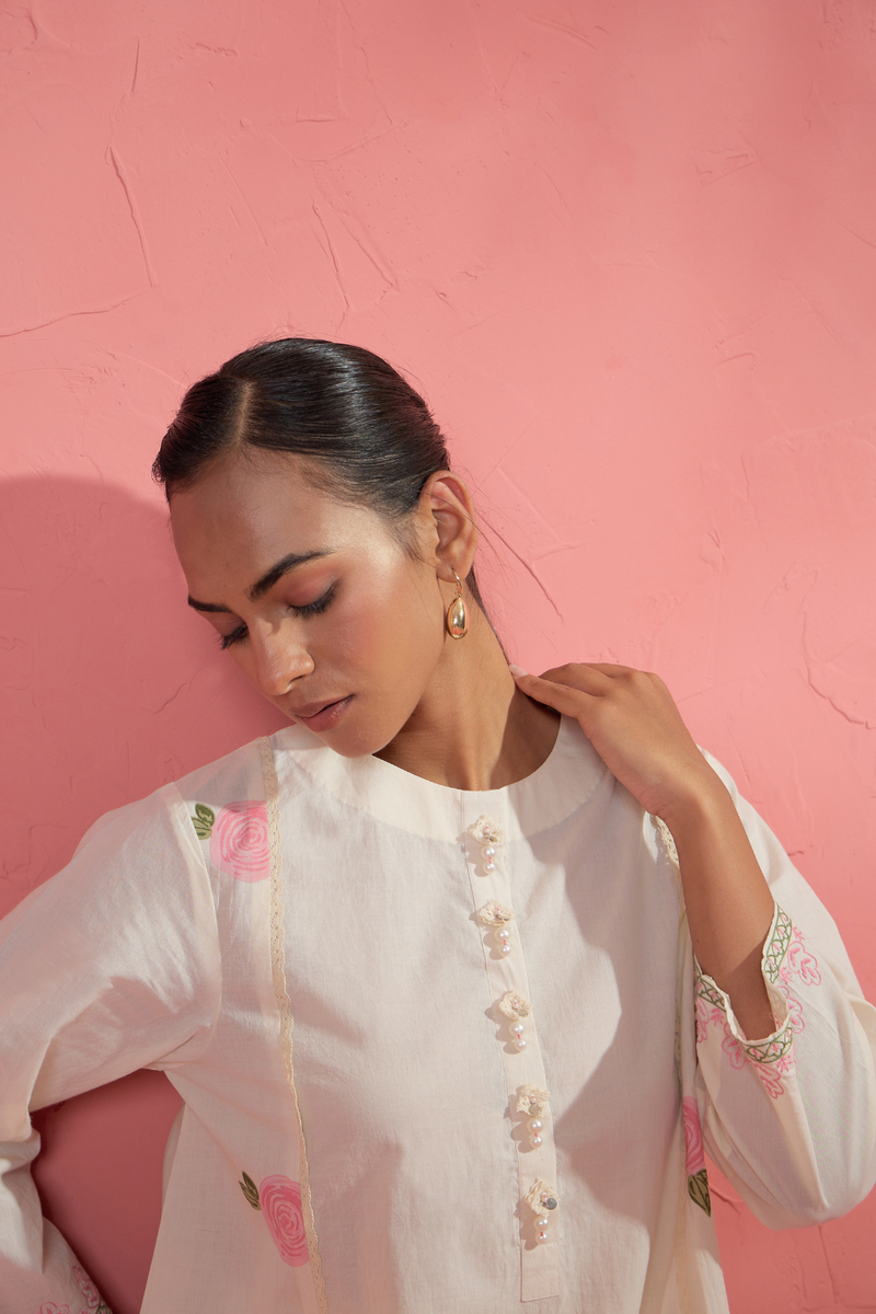 Gul Rose Set 2 cotton cambric light kurta set by AAVIDI in multicolor for women in Singapore