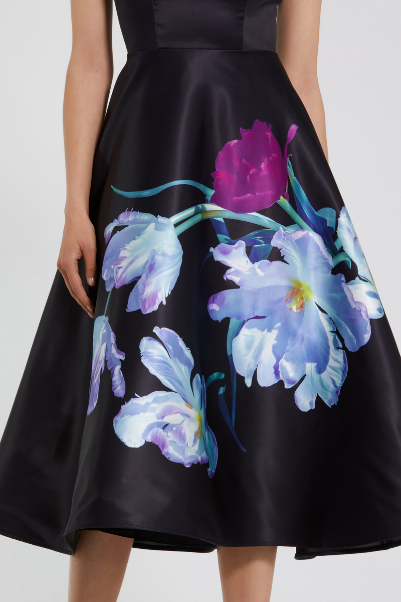 20995-Floral Print-Black Multi mul by Mac Duggal in black color for women in Singapore