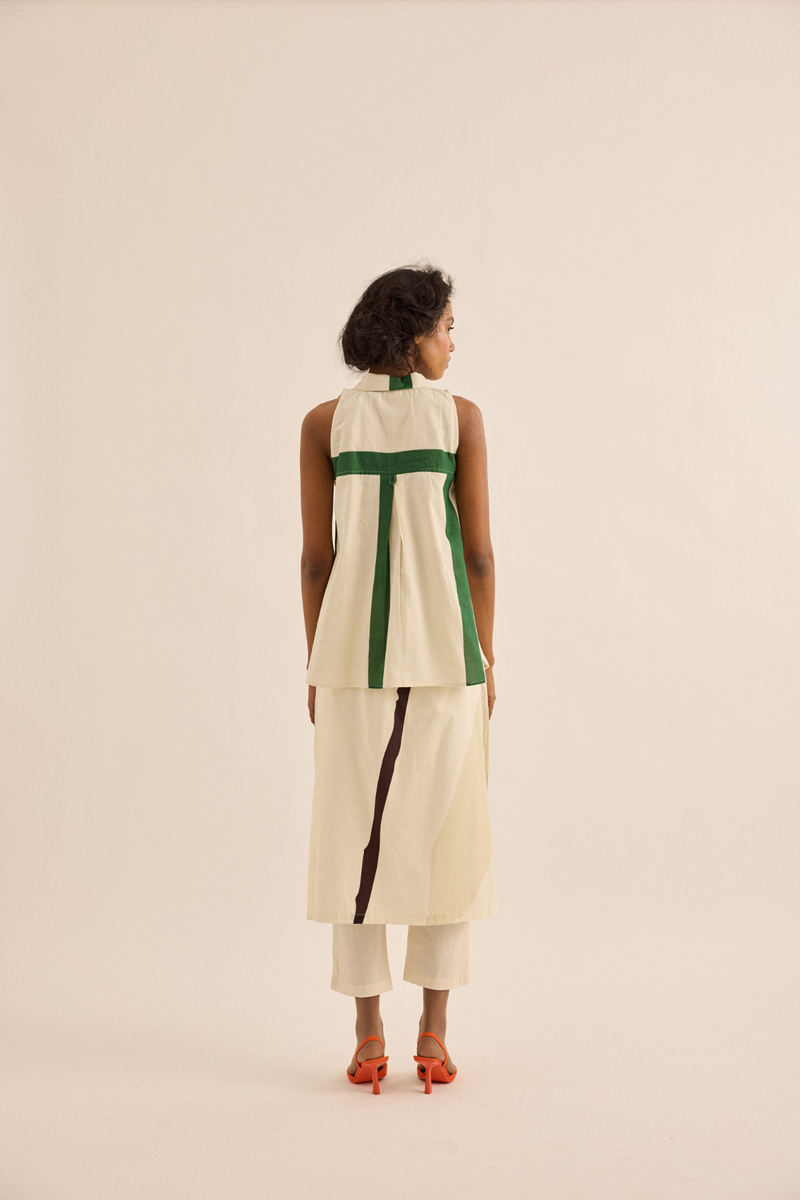 Laurel Top mul top/shirt by Khara Kapas in green for women in Singapore