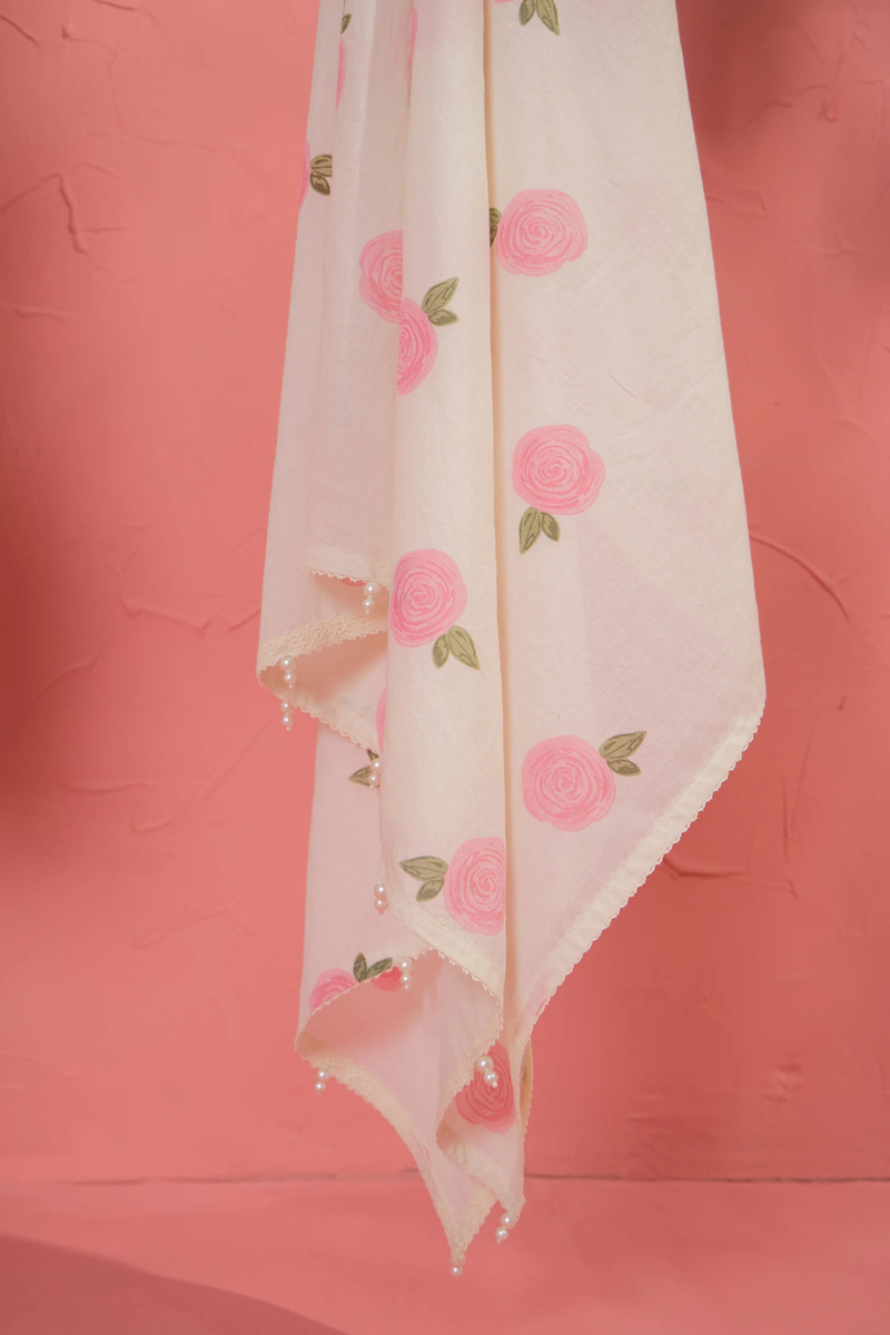 Gul Rose Dupatta cotton cambric dupatta by AAVIDI for women in Singapore
