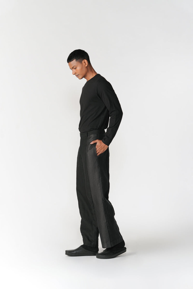 Wide-Leg Side Panel Pants pant/trouser by Turn Black in black for men in Singapore