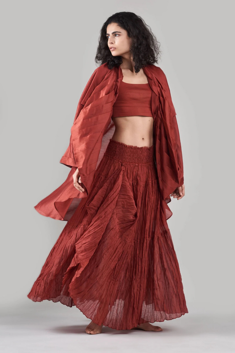 Chahel Versatile Wrinkle Skirt and Jacket silk Buy Chahel Versatile Wrinkle Skirt and Jacket from C&W | Co-Ord Sets for Women by Ituvana in black color for women in Singapore