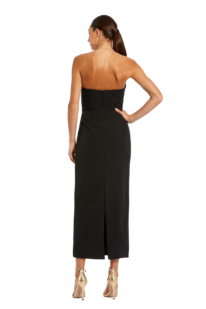 2283-Crepe Ankle Dress-Black Ivory by Mac Duggal in black color for women in Singapore
