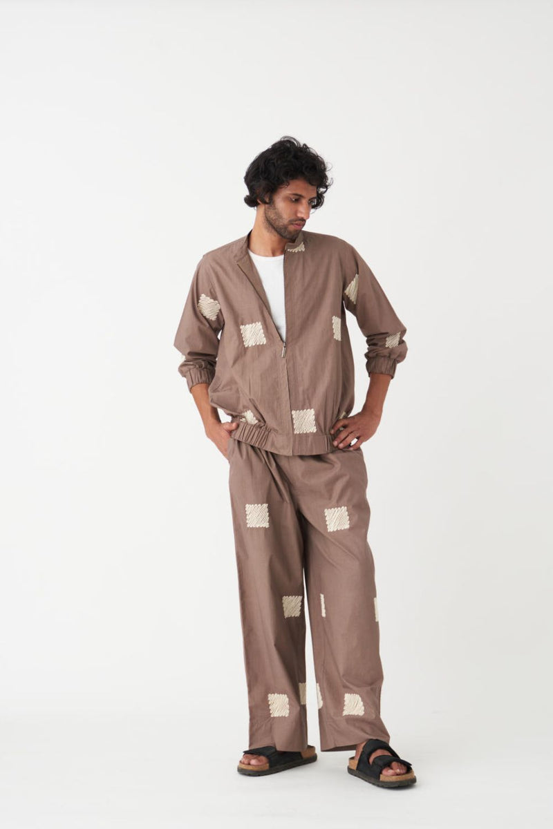 EMB. BOMBER JACKET CO-ORD (Set Of 2) - CEDAR poplin by THREE Men for men in Singapore