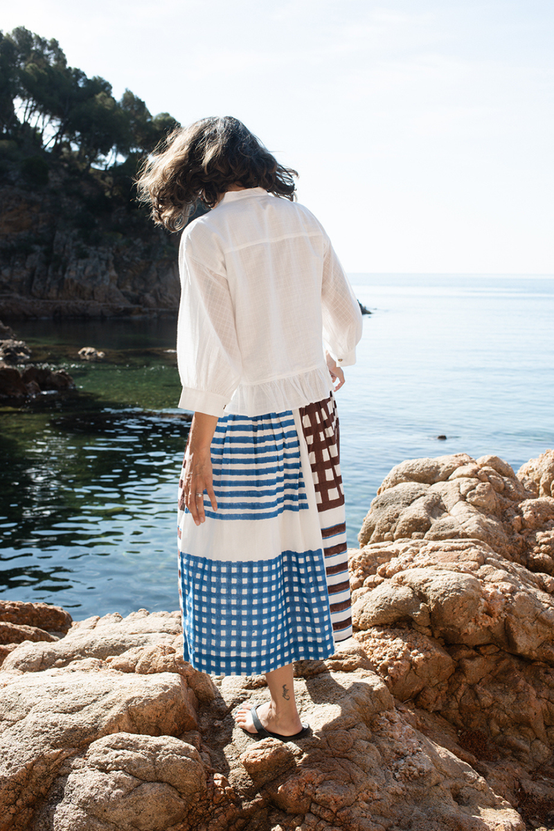 The Scarlet Frill Top-White cotton muslin top/shirt by World of Crow in white for women in Singapore