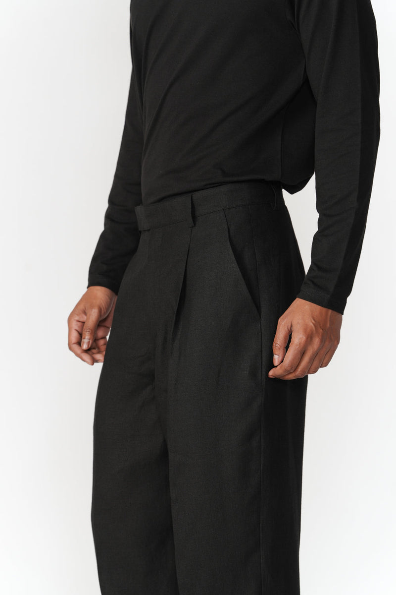 Mid Waist Tapered Pants pant/trouser by Turn Black in black for men in Singapore