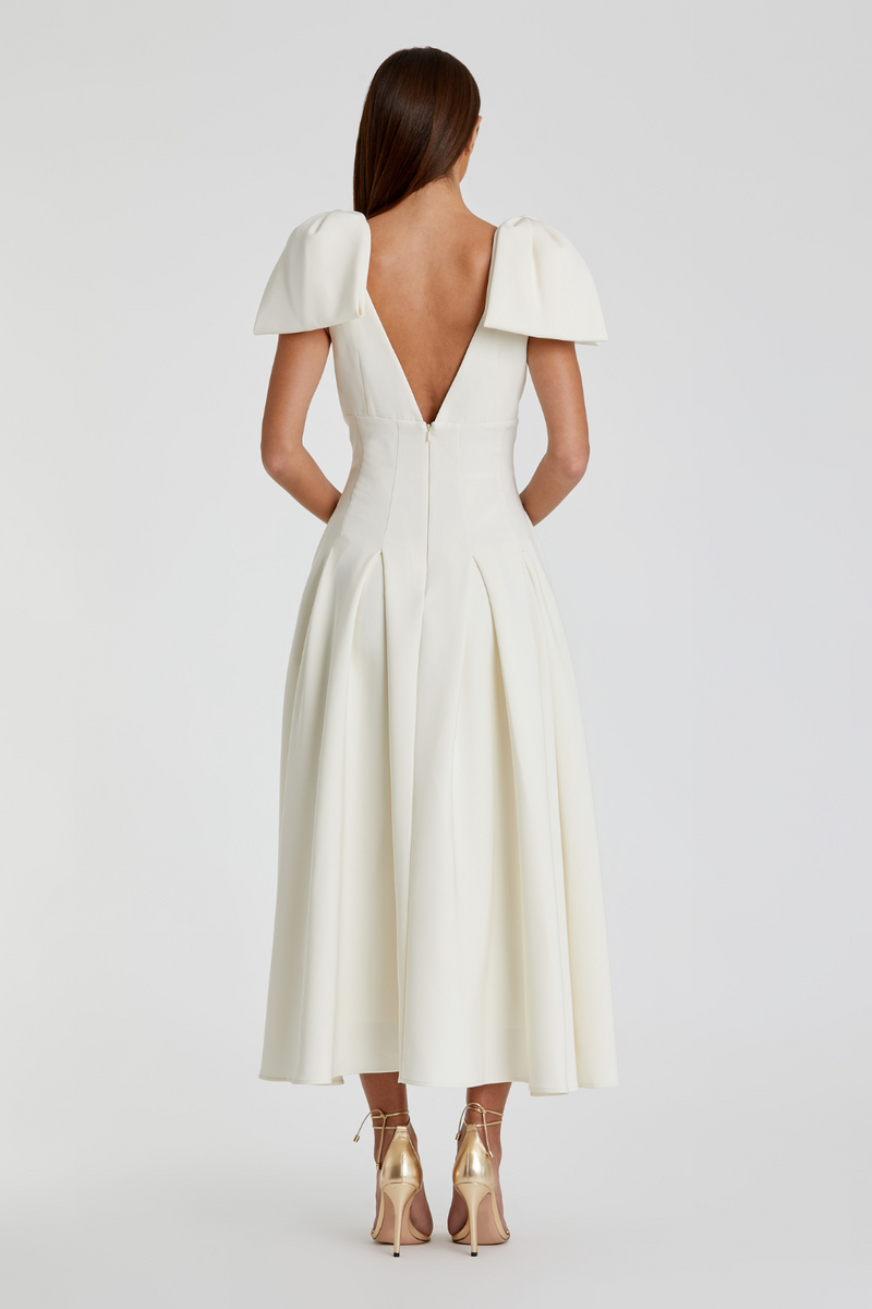 21046-Dress with Bow Straps-Ivory by Mac Duggal in ivory color for women in Singapore