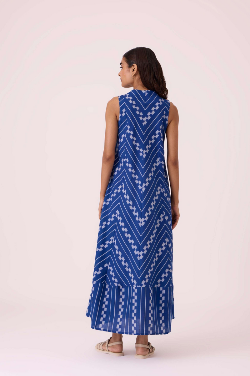 Nikol Blue Striped Ikat Dress cotton by The Summer House for women in Singapore